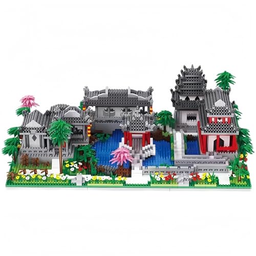 Chinesische Architektur Haus Bausteine Bausatz, Suzhou Garden Mini Bausteine Bausatz Ca. 38 * 26 * 12cm，perfekte Bücherregal-Dekoration für Erwachsene und Teenager, Tischdekoration von fukixuz