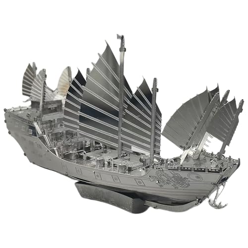 Modell des Schatzschiffs von Zheng He 5 * 15.6 * 9.4cm für Edelstahl, Geschenk, Dekoration, Sammlung, Edelstahlmaterial mit 3 Metallplatinen, ab 14 Jahre Lego Sets für Erwachsene von fukixuz