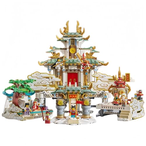 fukixuz Bauset Chinesische Architektur, Modular Haus Bausteine Ursprung der chinesischen Mythologiegeschichte „Havoc in Heaven“3022+888PCS, Geeignet zum Verschenken, Sammeln, Dekorieren usw. von fukixuz