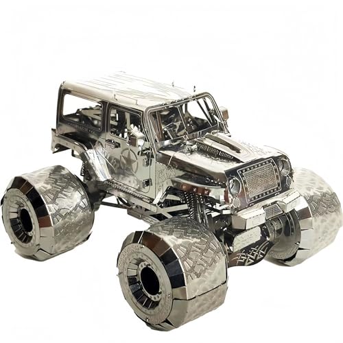 fukixuz Bigfoot-Reifen-Geländefahrzeug mit 3 Metallplatinen Autos Auto modellbausatz für Erwachsene zum Bauen, 3D Puzzles Erwachsene Teens für Edelstahl, Geschenk, Dekoration, Sammlung von fukixuz