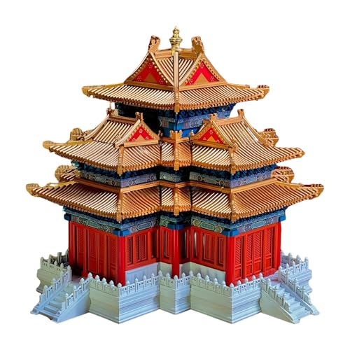 fukixuz Chinesische antike Architektur,Modell des Eckturms der Verbotenen Stadt,780+PCS Mini-Bausteine Klemmbausteine, Bücherregal-Dekoration für Erwachsene und Teenager，Für Anfänger geeignet von fukixuz