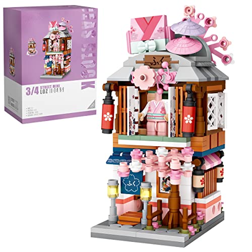 Modulares Haus Mini-Baustein-Set Kimono Shop Modellbausätze, 418-teilige Japanische Straßenansicht Konstruktionsspielzeugsets für Kinder und Erwachsene. Nicht kompatibel mit Lego (1655) von fun4kid