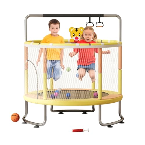 funrautz Kinder-Trampolin für den Innenbereich, verstellbares Baby-Kleinkind-Trampolin mit Schaukel, Basketballkorb, Sandsack, Bällen – maximale Belastung 200 kg, Mini-Trampolin mit Sicherheitsnetz, von funrautz