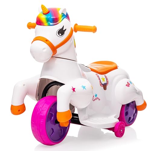 Einhorn-Kinder-Ride-On, elektrisches Pferd mit Musik und Gaspedal, Elektro-Auto, Kinderspielzeug, Festtags-Geschenk von furpal