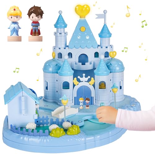 fygurso Puppenhaus Princess Castle mit 2 Magnetisch Gesteuerten Beweglichen Kleinen Figuren, Magnetic Tiles Traumvilla-Spielzeug mit Licht und Musik Zum Rollenspiel, Geschenk ab 6–12 Jahre Mädchen von fygurso