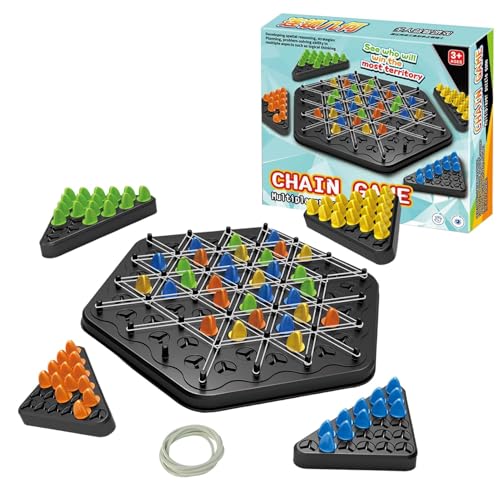 Kettendreieck-Schachspiel - Geometrisches Schachspiel Mit Gummibändern, Triggle-Gummiband-Brettspiel Für 2-4 Spieler, Interaktives Kettendreieck-Schachspiel Brettspiel Für Jun-gen Und Mädchen von gafdu