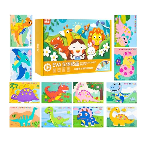 galeyyu 3D-Puzzlespiele-Zeichnungsaufkleber, 3D-Puzzle-Zeichnungsaufkleber | 12-teiliges Aufkleber-Set für Kleinkinder,Handgefertigtes dreidimensionales Puzzlespiel-Lernspielzeug mit reichhaltigen von galeyyu