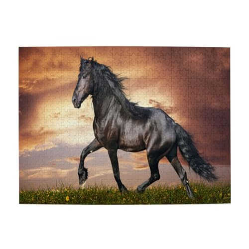 Friesenpferd-Design, 500-teiliges Puzzle für Erwachsene – Holzpuzzle für Erwachsene und ältere Menschen Friesenpferd-Design, 500-teiliges Puzzle für Erwachsene – Holzpuzzle für Erwachsene und ältere Menschen von gawuoab