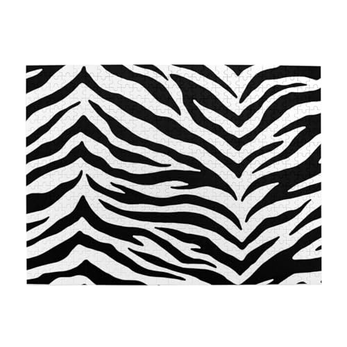 Schwarz-weißer Zebradruck, 500-teiliges Puzzle für Erwachsene – Holzpuzzle für Erwachsene und ältere Menschen Schwarz-weißer Zebradruck, 500-teiliges Puzzle für Erwachsene – Holzpuzzle für Erwachsene und ältere Menschen von gawuoab