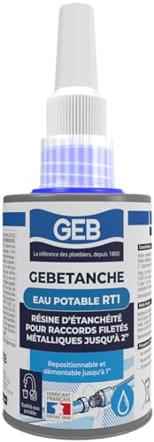 GEB Gebetanche Trinkwasser RT1. Anaerobe Dichtharz für konische oder zylindrische Metallgewindeverbindungen in Sanitärnetzen, 75 ml von GEB