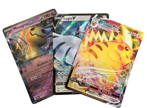 Originale Pokemon XXL Karten - Deutsch - 3er-Set - zufällige V/VMAX/VSTAR/Holo/EX/GX/Promo Jumbo Oversized Karten - Individuelles Kartenset kompatibel mit Pokemon Karten - Zusammengestellt von GECO von geco