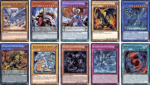 Yu-Gi-Oh! Karten - Themenset/Themendeck/Deckcore - Bunt-/Rot-/Blauäugige Drachen Set von geco