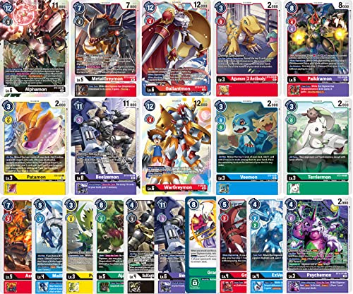 geco Digimon Card Game Karten - 50 Verschiedene Digimon Karten inklusive 5 garantierten Holo Karten - Englisch von geco