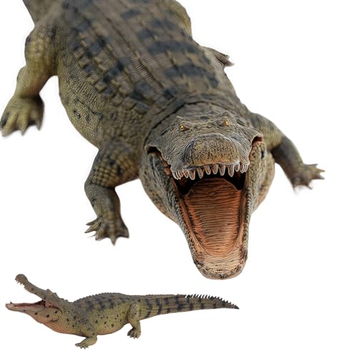 Gemini&Genius Großes 38,1 cm langes riesiges Krokodil-Spielzeug, realistische Alligator-Actionfigur-Spielzeug, Wildtier-Aligator mit beweglichem Kiefer, Geschenk, Display und Sammlerstück für Kinder von gemini&genius