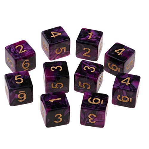 10 Stück 6-seitige D6 Würfel Set 16mm durchscheinende Farben für Brettspiele und Mathematik- Lila + Schwarz 10 Stück 6-seitige D6 Würfel Set 16mm durchscheinende Farben für Brettspiele und Mathematik- Lila + Schwarz von getuse