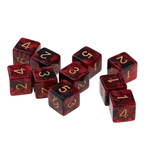 10 Stück 6-seitige D6 Würfel Set 16mm durchscheinende Farben für Brettspiele und Mathematik- Rot + Schwarz 10 Stück 6-seitige D6 Würfel Set 16mm durchscheinende Farben für Brettspiele und Mathematik- Rot + Schwarz von getuse