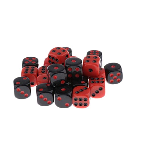 24-teiliges zweifarbiges rotes und schwarzes sechsseitiges D6-Würfel-Set mit Samtbeutel für D&D-RPG-Tischspiele 24-teiliges zweifarbiges rotes und schwarzes sechsseitiges D6-Würfel-Set mit Samtbeutel für D&D-RPG-Tischspiele von getuse