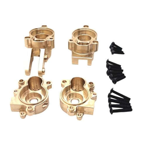 4X 1/10 RC Car Rear Steering Cup & Gear Cover Upgrade for YK4106 - Brass Parts for Enhanced Durability, Performance & Stability, RC Car Upgrade Kit von getuse