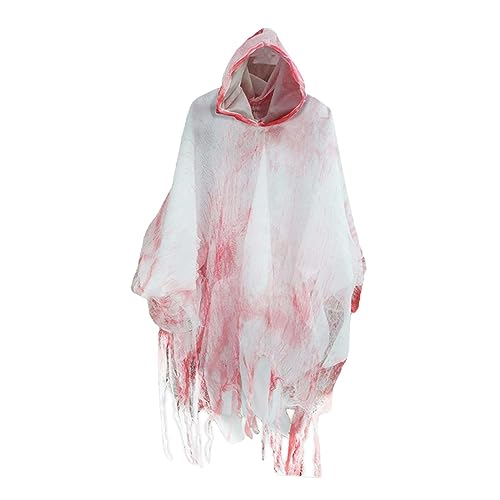 Halloween-Kapuzenumhänge, Halloween-Kostüm-Set, Sensenmann-Kostüm, mit Kapuze, Cosplay, Cosplay, Maskerade, Party, Gastgeschenk, Foto-Requisiten, Grau (Weiß) von getuse