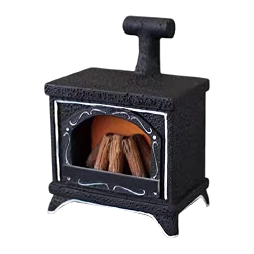 Puppenhaus Miniaturkamin im Maßstab 1:12 mit LED-Licht, schwarzes Harz Miniatur Weihnachtsdekoration für Puppenhaus Zubehör Puppenhaus Miniaturkamin im Maßstab 1:12 mit LED-Licht, schwarzes Harz Miniatur Weihnachtsdekoration für Puppenhaus Zubehör von getuse
