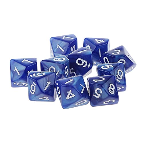 Set mit 10 blauen 0–9 mehrseitigen Würfeln, 16 mm, Acryl-Würfel für TRPG-Tisch-RPG-Spiele Set mit 10 blauen 0–9 mehrseitigen Würfeln, 16 mm, Acryl-Würfel für TRPG-Tisch-RPG-Spiele von getuse