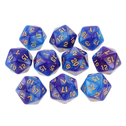 Set mit 10 doppelfarbigen 20-seitigen D20-Würfeln – Lila und Blau – 16 mm Standardgröße für RPG Tischspiele Set mit 10 doppelfarbigen 20-seitigen D20-Würfeln – Lila und Blau – 16 mm Standardgröße für RPG Tischspiele von getuse