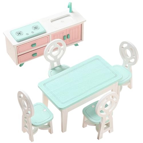 ggtuyt Spielzeug und Spiele Holzpuppenhausmöbel Set 6PCS/Set Miniaturmöbel Esszimmer Dollhouse Accessoires Buntes Täuschung Spielzeug für Mädchen Jungen Alter 3+ Style3 von ggtuyt