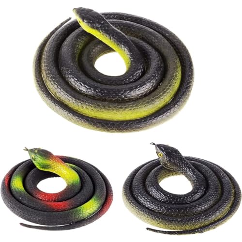 3 PCs realistische Gummischlangen gefälschte Mamba Snake Garden Requisiten für Angst Vögel und Katzen Halloween Decoration Streichparty 7,2 Zoll und 31,5 Zoll Spielzeug und Spiele von ggtuyt