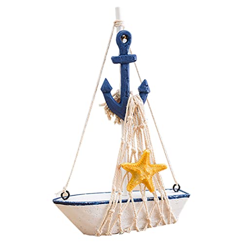 ggtuyt Hölzerne Segelboot Dekoration Ozean Beach Segelbootschiff Model Kunsthandwerk Set Ornament mit Eisenanker Home Dekoration Ornamente von ggtuyt