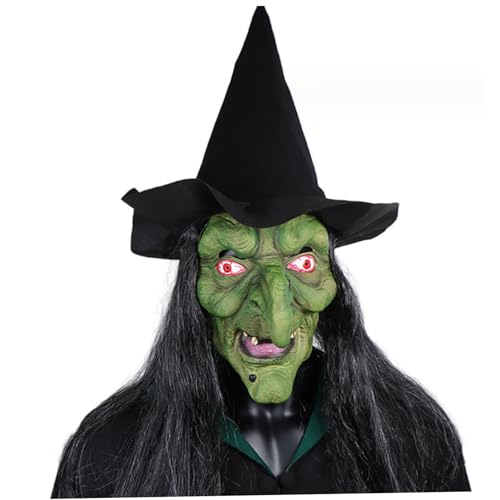 ggtuyt Masken alte Frau Hexenmaske mit Hut Halloween DIY Free Größe Gruselige Grussmaske für die realistische Halloween -Maske für Erwachsene für Cosplay -Kostüm Haunted House von ggtuyt