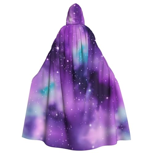 ghhkoh Magic Galaxy Sky Purple Print Vielseitiger Kapuzenumhang für Damen Herren für Halloween, Karneval, Cosplay, Motto-Partys von ghhkoh