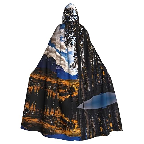 ghhkoh Rocky Mountain Range Print Vielseitiger Kapuzenumhang für Damen und Herren für Halloween, Karneval, Cosplay, Motto-Partys von ghhkoh