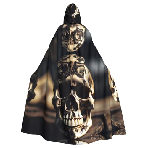 ghhkoh Totenkopf Rock Roll Skelett Knochen Print Vielseitiger Kapuzenumhang für Damen Herren für Halloween Karneval Cosplay Mottopartys von ghhkoh