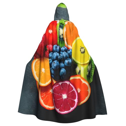 ghhkoh Vielseitiger Kapuzenumhang mit Frucht-Regenbogen-Druck, für Damen und Herren, für Halloween, Karneval, Cosplay, Motto-Partys von ghhkoh