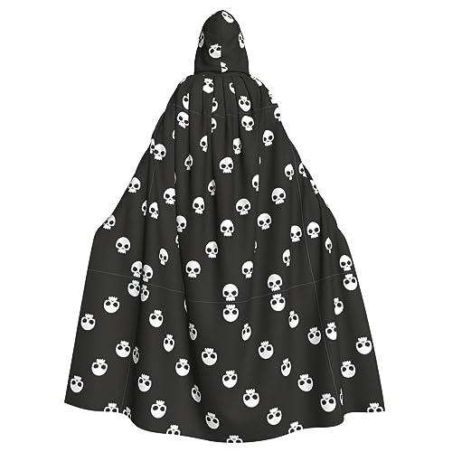 ghhkoh Vielseitiger Kapuzenumhang mit Totenkopf-Aufdruck, für Damen und Herren, für Halloween, Karneval, Cosplay, Motto-Partys von ghhkoh