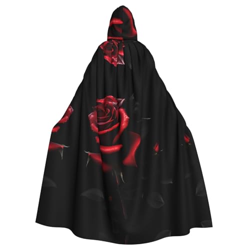 ghhkoh Vielseitiger Kapuzenumhang mit rotem und rosafarbenem Aufdruck für Damen und Herren, für Halloween, Karneval, Cosplay, Motto-Partys von ghhkoh