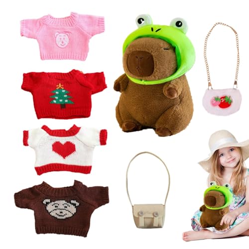 Gefüllter Capybara mit Kleidung, Capybara-Plüsch mit Zubehör - Capybara-Plüschtiere umarmen sich | Niedliche Capybara-Stofftier-Spielzeug-Ankleide-Cartoon-Puppe mit Pullover-Tasche, Hut für Heimdekora Gefüllter Capybara mit Kleidung, Capybara-Plüsch mit Zubehör - Capybara-Plüschtiere umarmen sich | Niedliche Capybara-Stofftier-Spielzeug-Ankleide-Cartoon-Puppe mit Pullover-Tasche, Hut für Heimdekora von gifyym