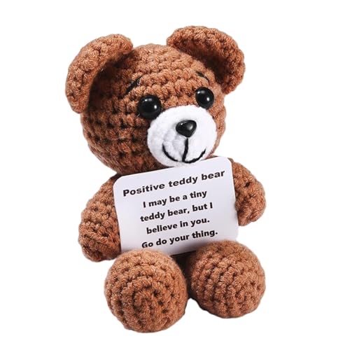 gifyym Emotional Support Bear - Crochet Bear Doll | Emotional Support Bear | Interessant Positive Bear Crochet | Positive Knitted Animals Wear Soft Funny Animal Figures for Nursery von gifyym