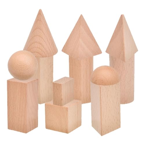 gifyym Mini-Geometriekörper aus Holz, Mont essori-Lernspielzeug, Geometrische Formen 3D-Blöcke, Naturholz-Mathematik- und Geometrie-Bildung, für Kinder ab 3 Jahren von gifyym