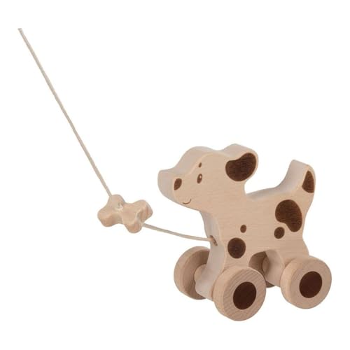 goki 54863 Ziehtier Hund aus Holz, Nachzieh-Spielzeug mit Tiermotiv, Lernspielzeug inklusive Schnur, Babyspielzeug fördert Koordination und Motorik, Made IN Europe, 15cm x 7cm x 14cm, ab 1 Jahr von goki