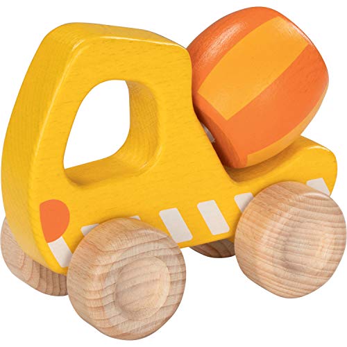 goki 55874 - Betonmischer aus Holz, Robustes Baustellenfahrzeug mit beweglichen Reifen, flexibler Mischer, leicht zu greifen, fördert die Motorik der Kinder, 13cm x 6cm x 10cm, ab 2 Jahre von goki