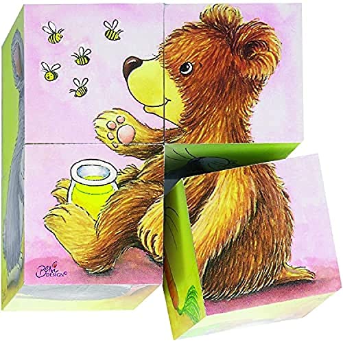 Goki 57056 - Würfelpuzzle - Tierkinder von goki