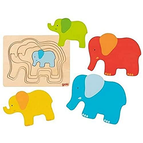 Goki 57450 Elefant, Puzzle Rätsel, Mehrfarbig (Mehrfarbig) von goki