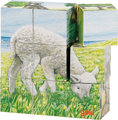 Goki 57607 Würfelpuzzle Bauernhoftiere von goki