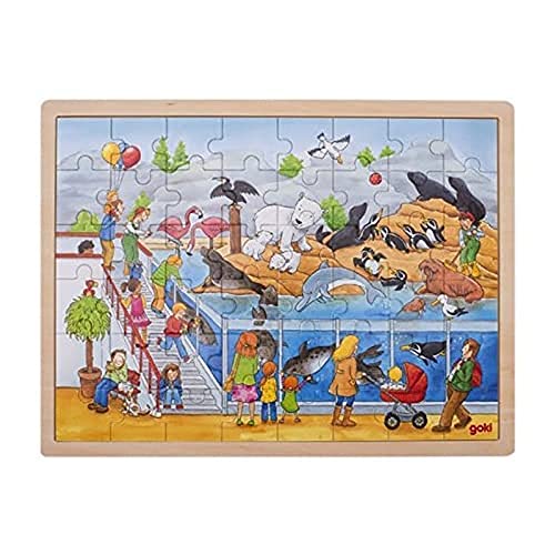 Goki 57744 Einlegepuzzle "Ausflug in den Zoo" aus Holz, 48-teilig von goki
