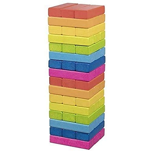 Gollnest & Kiesel GmbH & 1 Geschicklichkeitsspiel Wackelturm Regenbogen: 7,5 x 7,5 x 24 cm, Holz, 48 Steine von goki