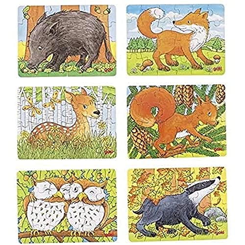 36 Stück Minipuzzle Waldtiere im Display: Puzzle bestehend aus 24 Teilen, 6fach Sortiert von goki