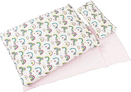 goki 51518 - Puppenbettzeug Regenbogen, bunt, Bettwäsche für Puppen von goki