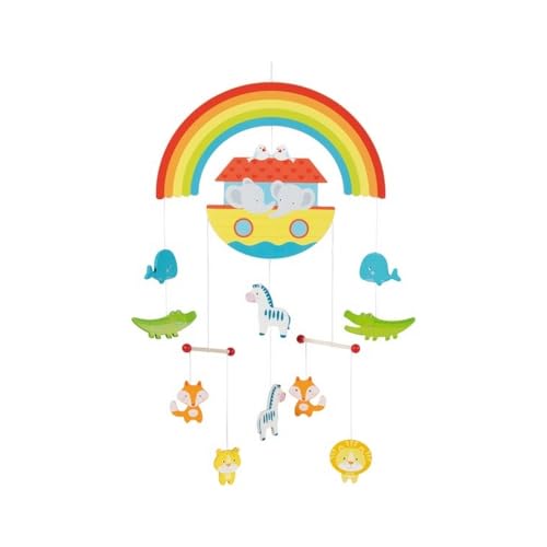 goki 52874 - Mobile Arche Noah - Spielzeug und Zubehör für Wiege - wunderschöner Regenbogen und niedliche Tiere - fördert visuelle Wahrnehmung von goki