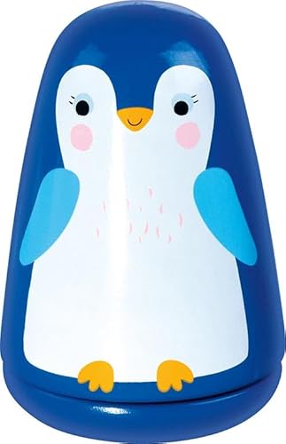 goki 53782 Spieluhr Gute Nacht, Holz und Metall, Kleiner Pinguin mit der Melodie La-le-lu – Schlafhilfe für Baby und Kinder – Einfaches Aufziehen, ab Geburt, Blau von goki